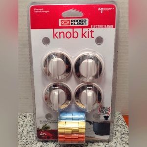 Range Kleen White Silver Electric Range Replacement Knobs 4 PC. Fits Most